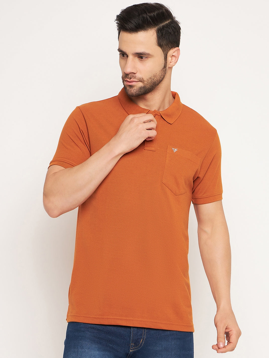 Neva Men Polo Neck Half Sleeves T-shirt Solid Pattern Chest Pocket