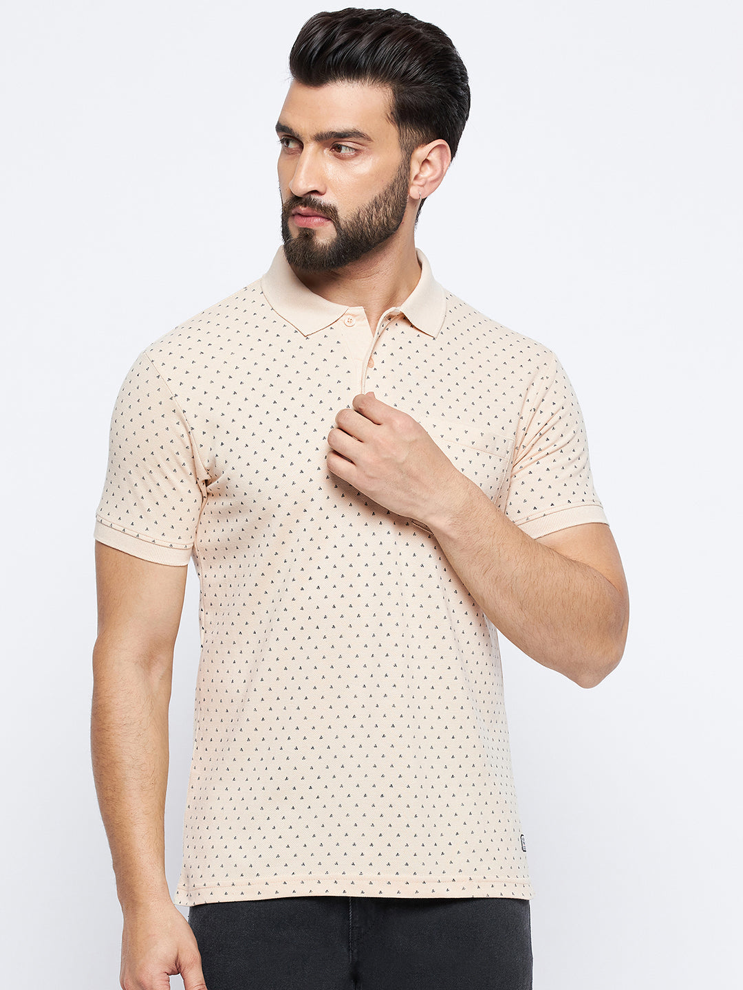 Neva Men Polo Neck Half Sleeves T-shirt Solid Pattern Chest Pocket