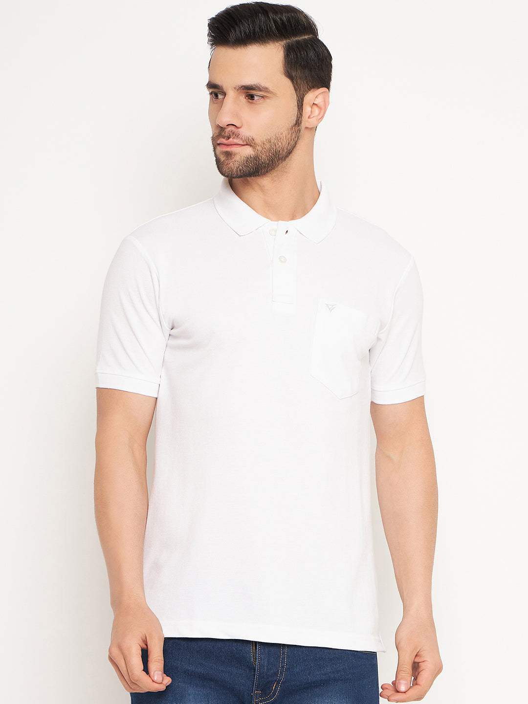 Neva Men Polo Neck Half Sleeves T-shirt Solid Pattern Chest Pocket