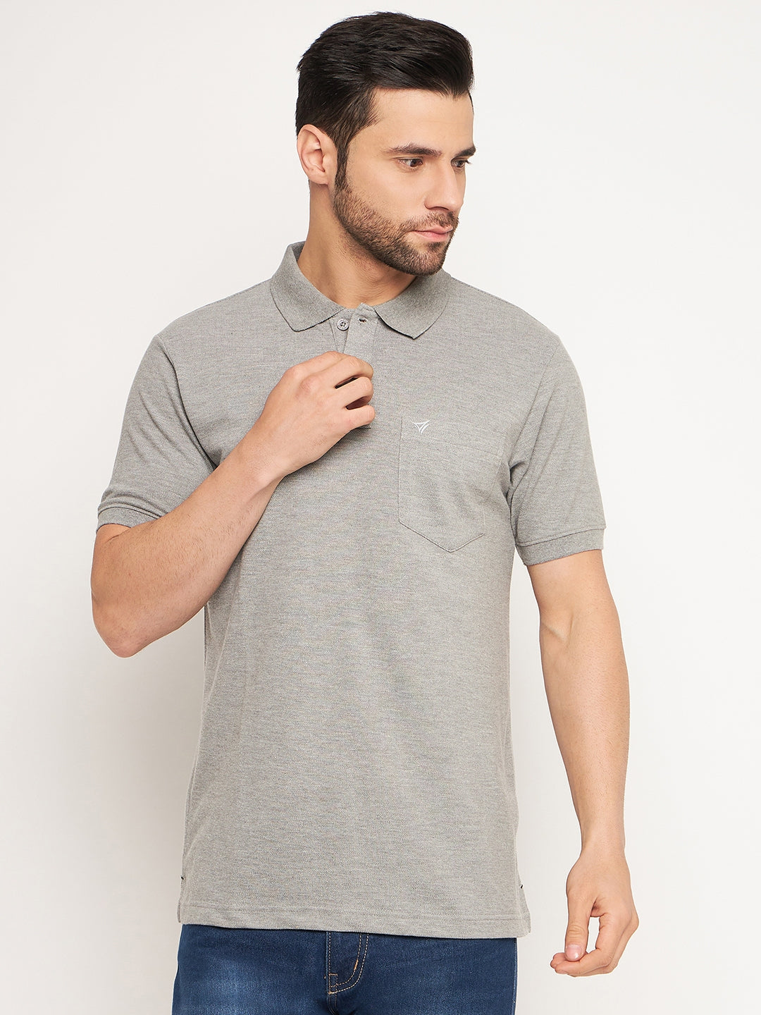 Neva Men Polo Neck Half Sleeves T-shirt Solid Pattern Chest Pocket