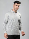 Neva Men Polo Neck Full Sleeves T-shirt Diamond pattern -15%Milange Grey