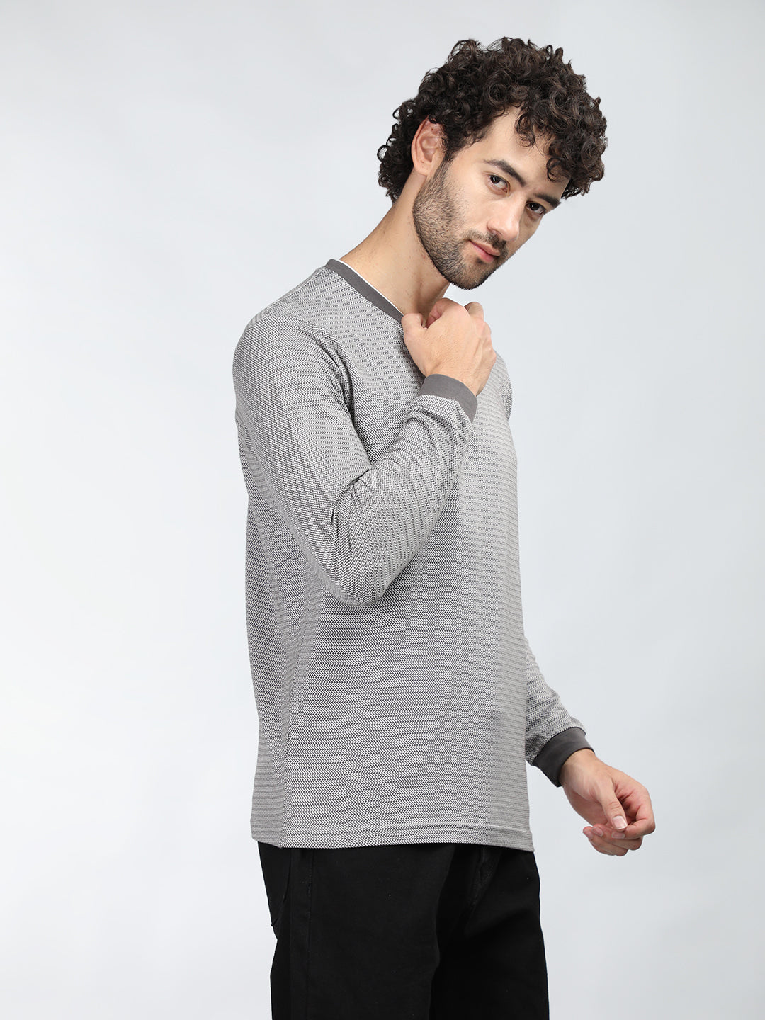 Neva Men Crew Neck Full Sleeves T-shirt Wave pattern