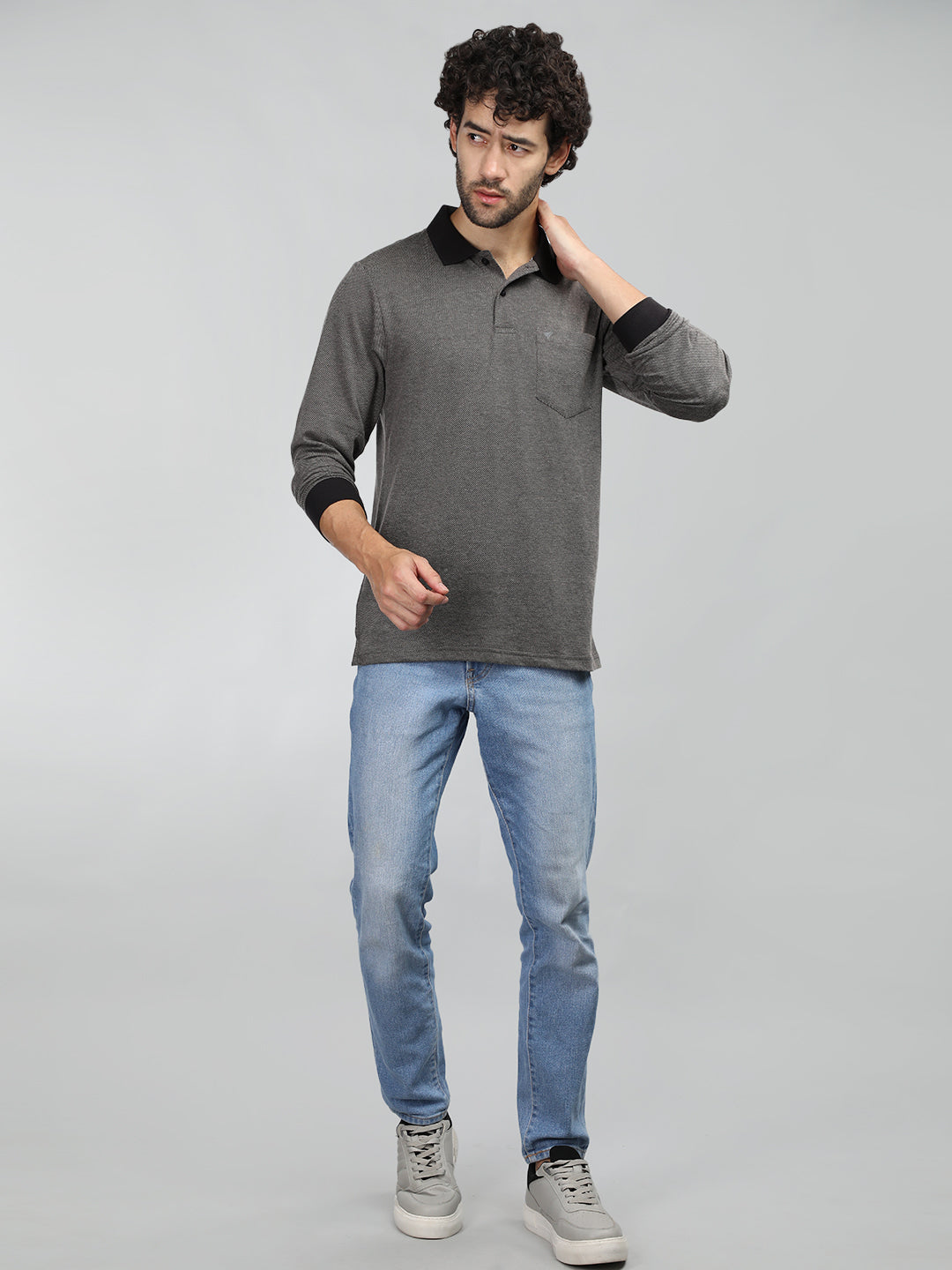 Neva Men Polo Neck Full Sleeves T-shirt Striped pattern