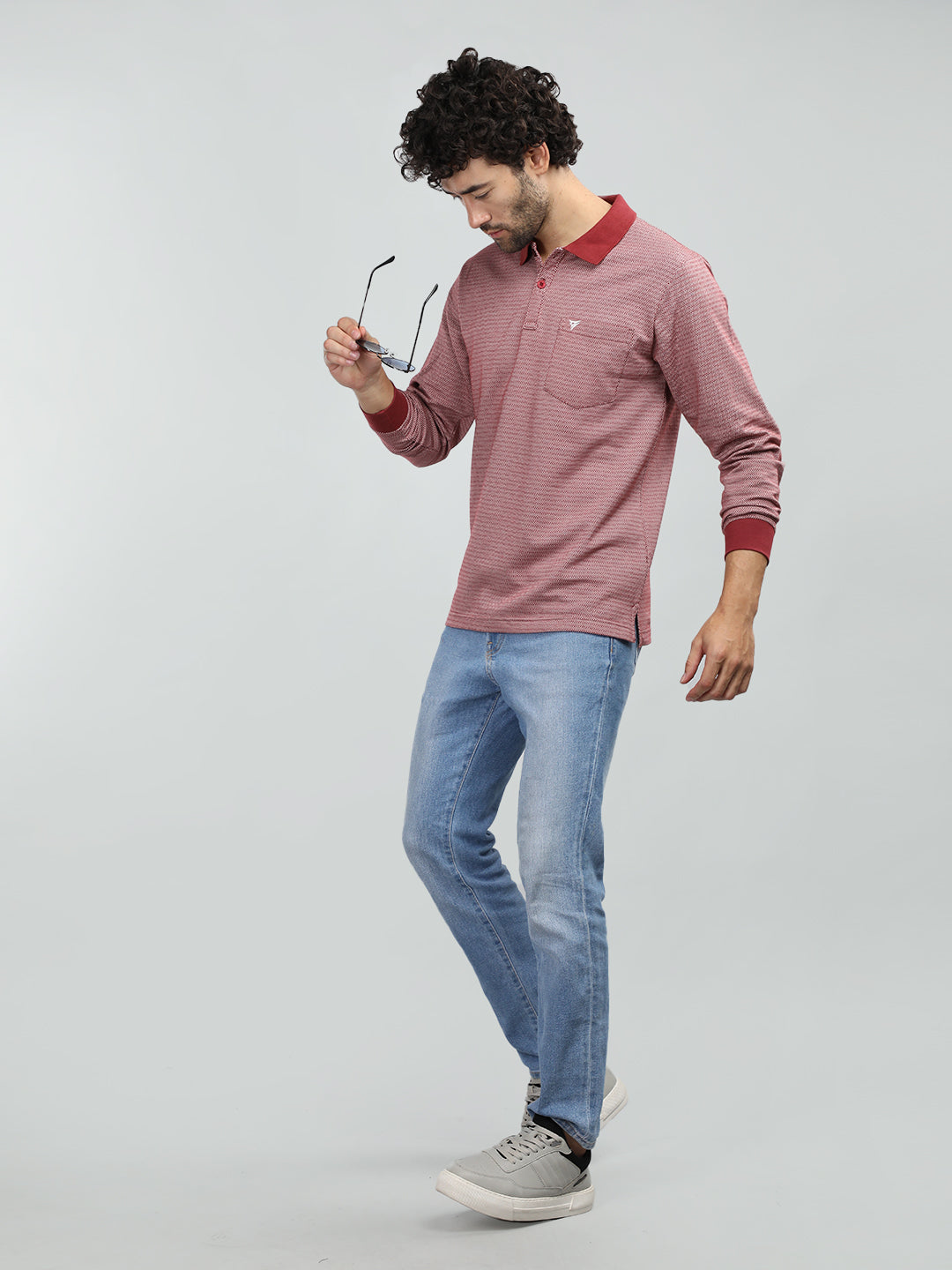 Neva Men Polo Neck Full Sleeves T-shirt Wave pattern