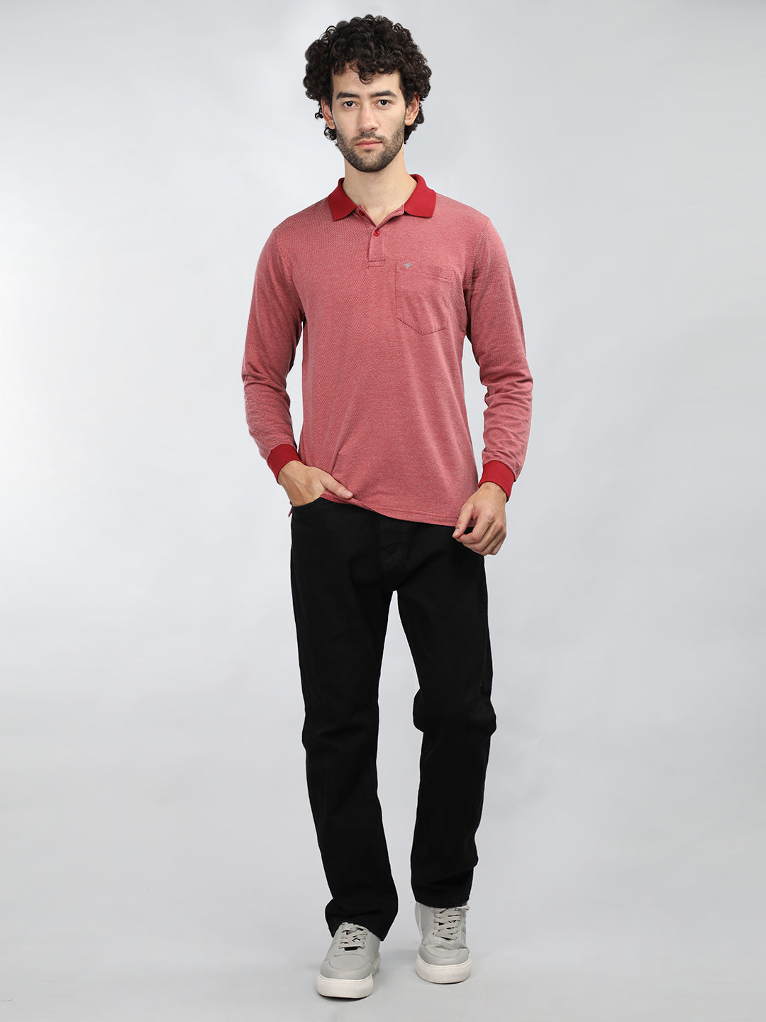 Neva Men Polo Neck Full Sleeves T-shirt Striped pattern