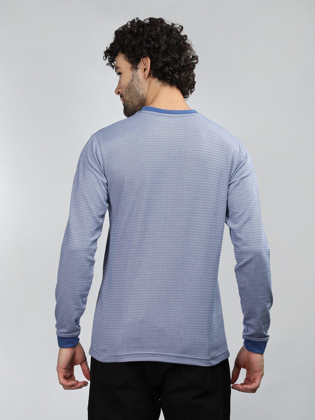 Neva Men Crew Neck Full Sleeves T-shirt Wave pattern