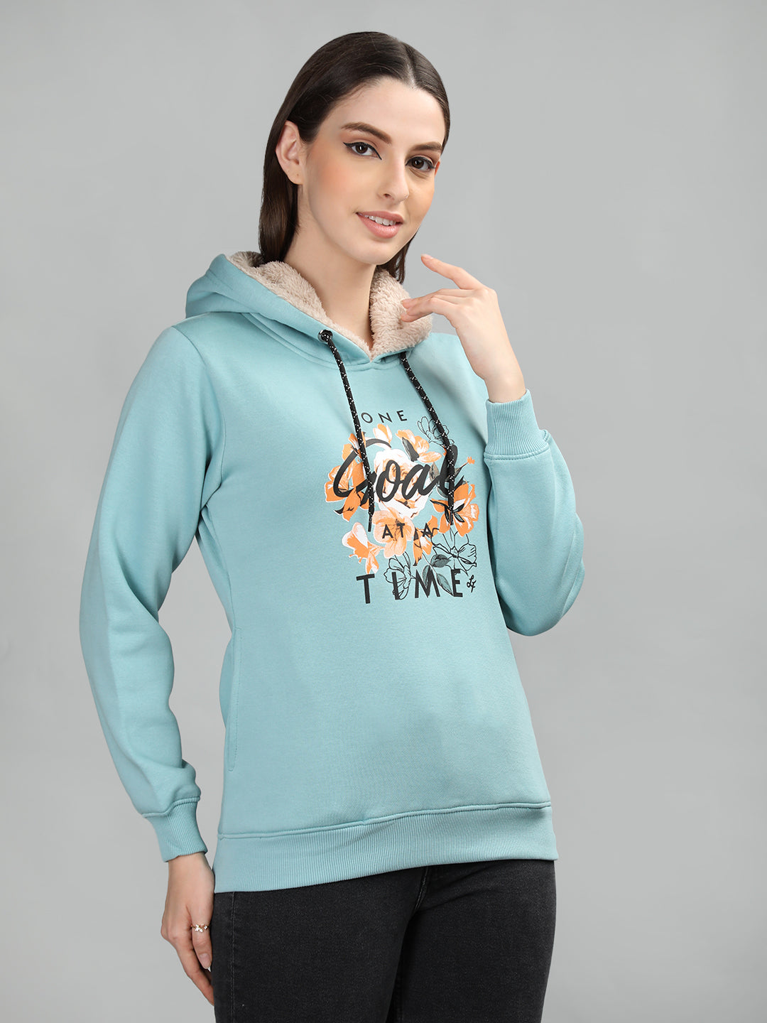 Neva Women Hoody Neck Full Sleeves Sweatshirt Printed pattern