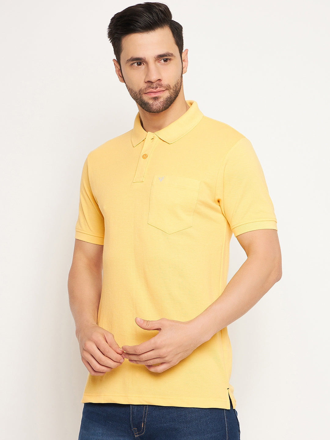 Neva Men Polo Neck Half Sleeves T-shirt Solid Pattern Chest Pocket