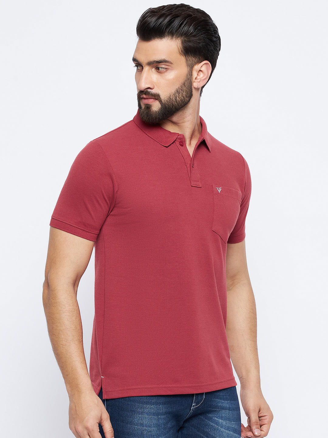 Neva Men Polo Neck Half Sleeves T-shirt Solid Pattern Chest Pocket