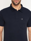 Neva Men Polo Neck Half Sleeves T-shirt Solid Pattern Chest Pocket