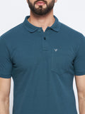 Neva Men Polo Neck Half Sleeves T-shirt Solid Pattern Chest Pocket