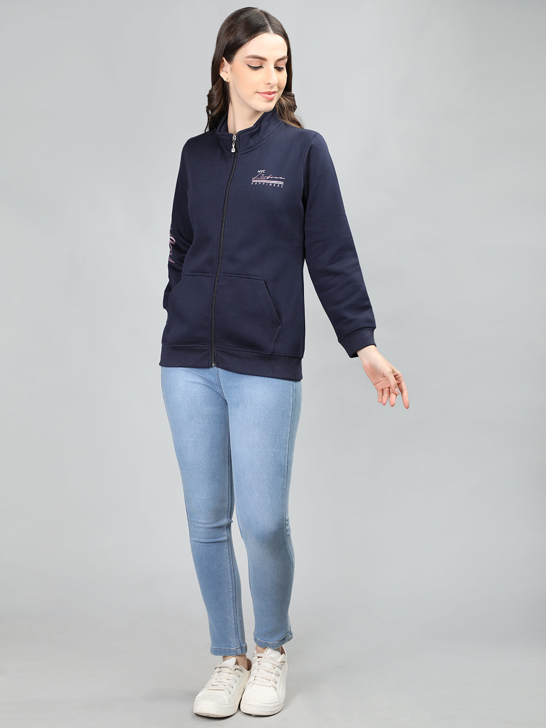 Neva Women T-Neck Full Sleeves Sweatshirt Typography on Front and Back pattern