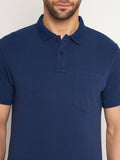 Neva Men Polo Neck Half Sleeves T-shirt Solid Pattern Chest Pocket