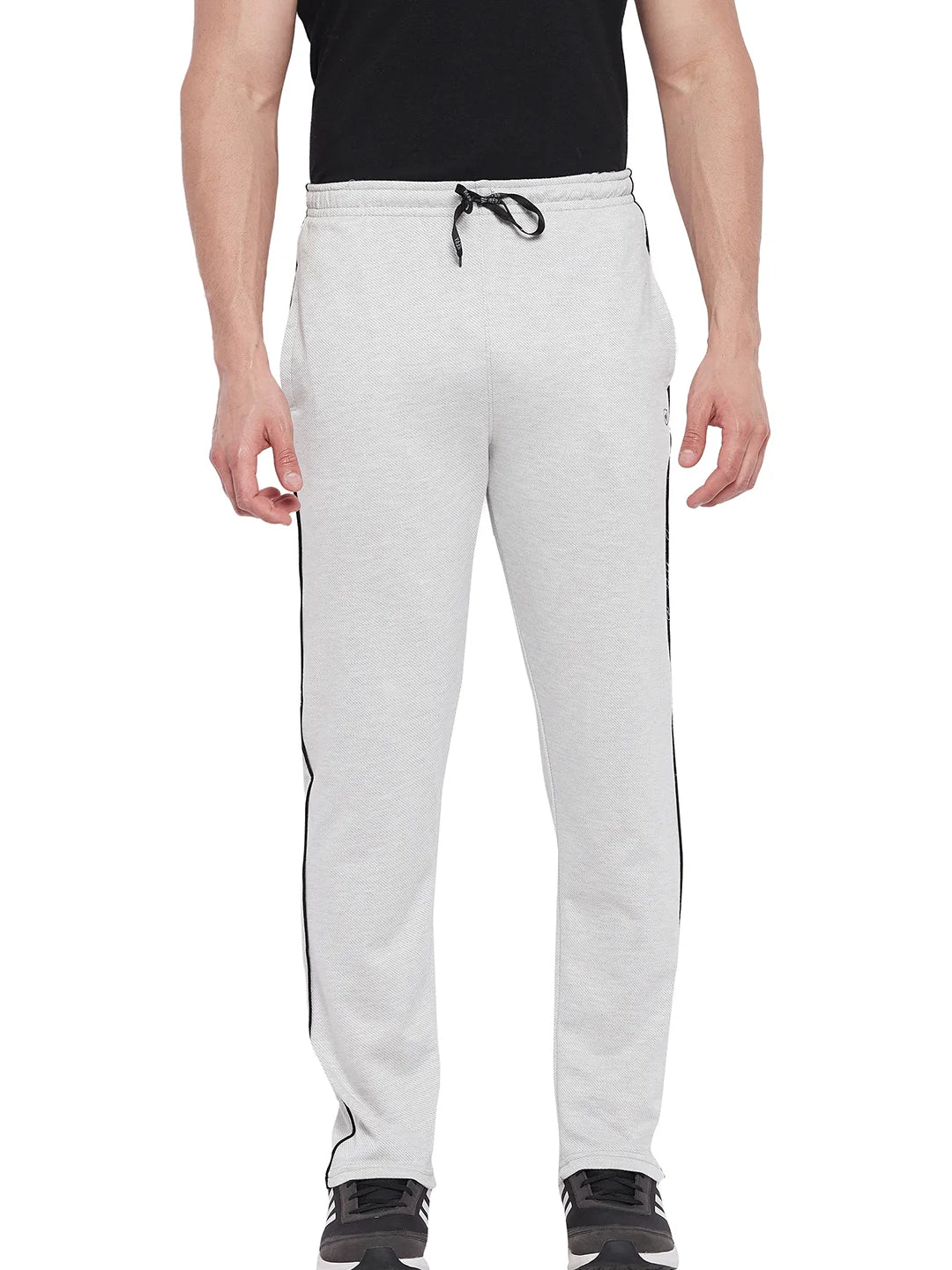 Neva Men Two Tone Cotton Rich Trackpant with Contrast side Piping- Light Grey