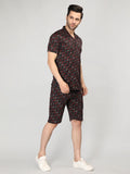 Neva Men Co-ord Set 1 Half Sleeve T-shirt and 1 bermuda shorts printed pattern