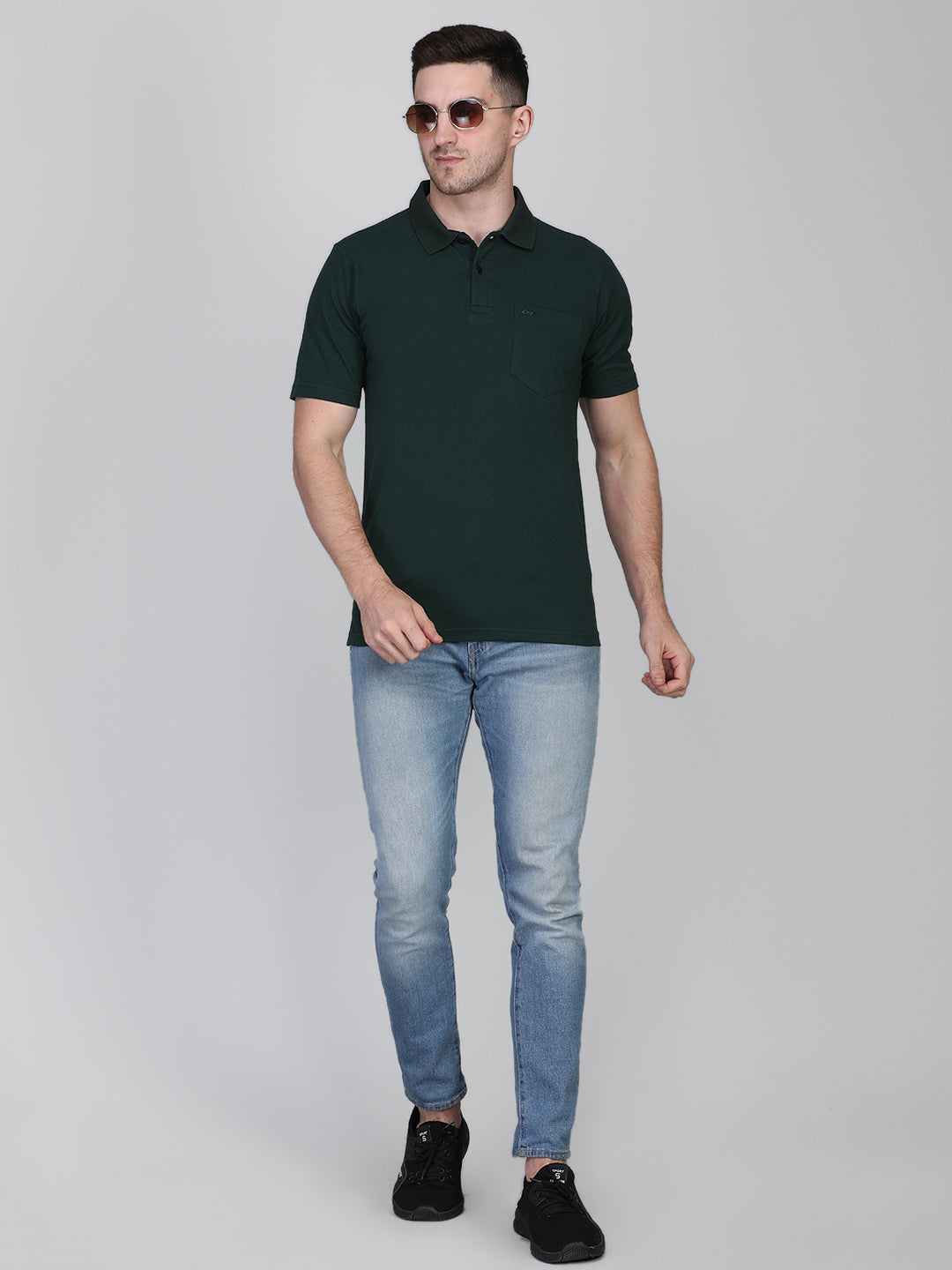 LIVFREE Polo Neck Men's T-Shirt in Solid Pattern Half Sleeve