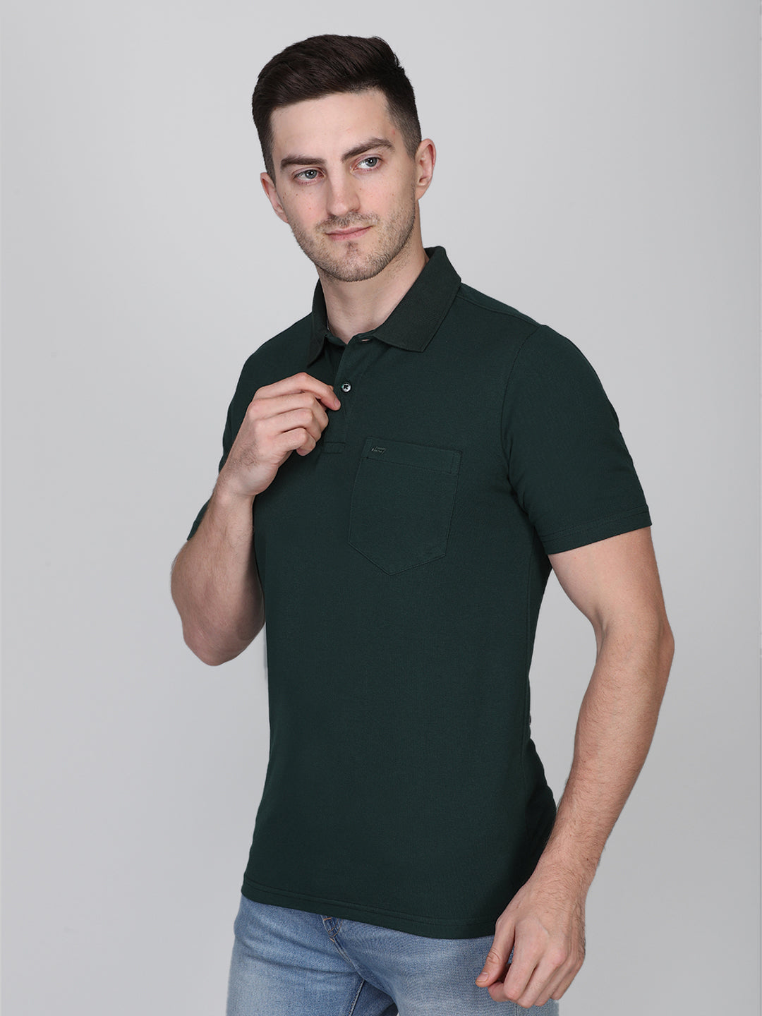 LIVFREE Polo Neck Men's T-Shirt in Solid Pattern Half Sleeve