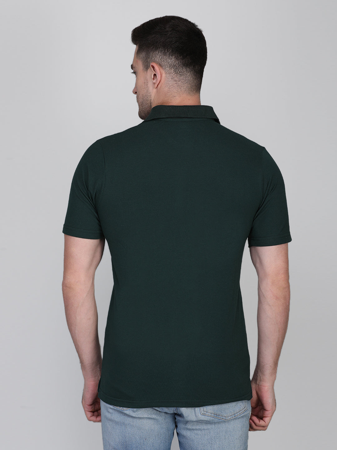 LIVFREE Polo Neck Men's T-Shirt in Solid Pattern Half Sleeve