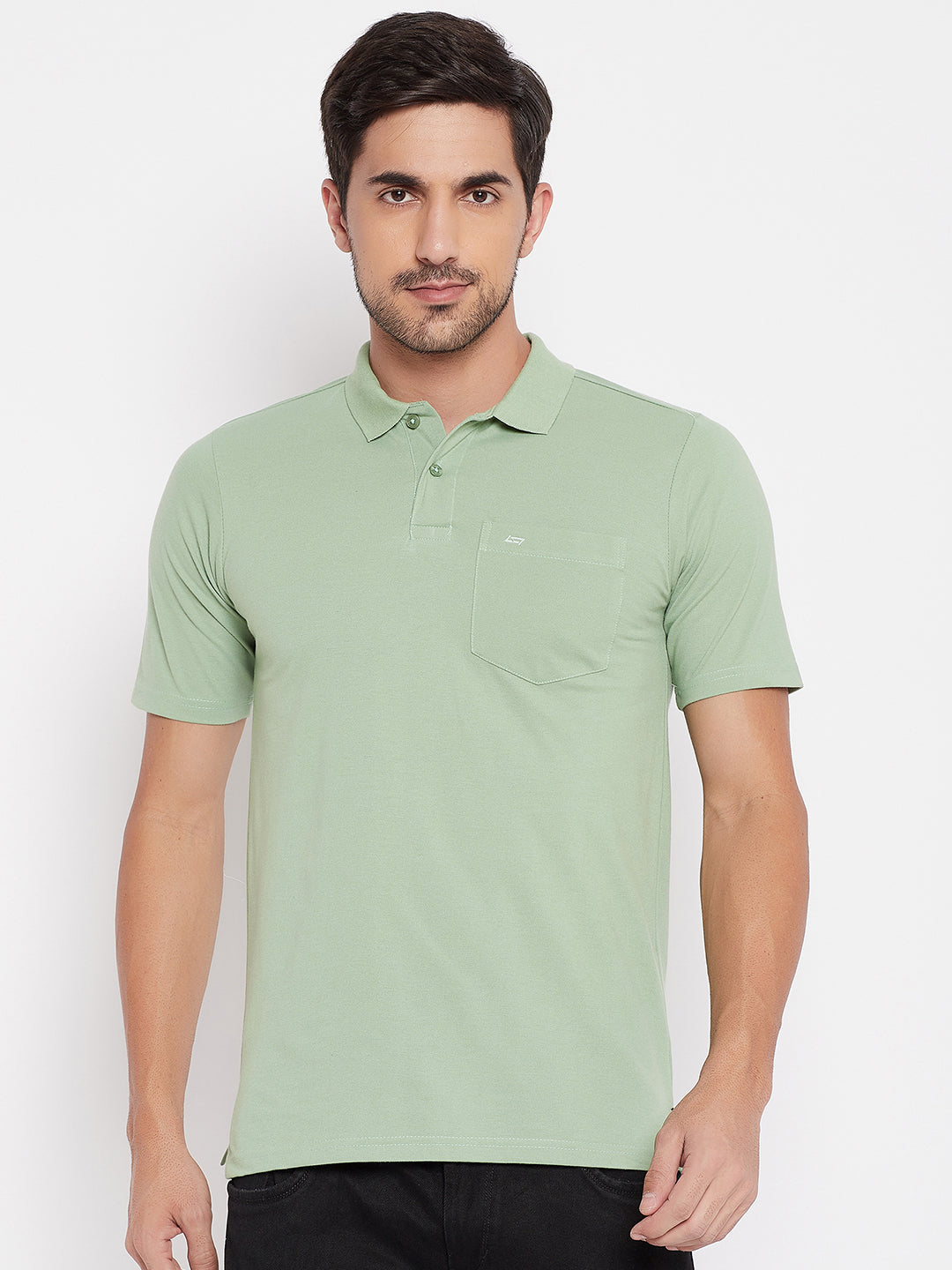 LIVFREE Polo Neck Men's T-Shirt in Solid Pattern Half Sleeve