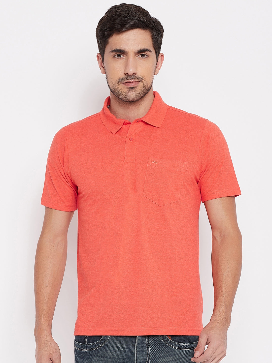 LIVFREE Polo Neck Men's T-Shirt in Solid Pattern Half Sleeve