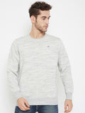 Livfree Men Round Neck Sweatshirt-Melange Grey