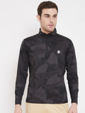 Livfree Men's Turtle Neck Full Sleeves Geometric Printed Pattern Sweatshirt-Black
