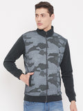 Livfree Turtle Neck Full Sleeves Camo Sweatshirt With Side Pockets For Men-Black