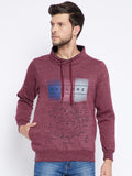 Livfree Men's Cowl Neck Full Sleeves Milange Sweatshirt - Maroon