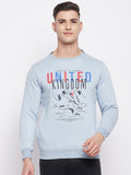 Livfree Mens Round Neck Full Sleeve Printed Sweatshirt- Sky Milange