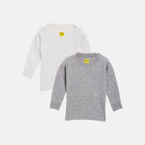 Neva Kids Unisex (Boys and Girls) 2 Uppers Combo Set Esancia Thermal- 1 Milange Grey and 1 Off White