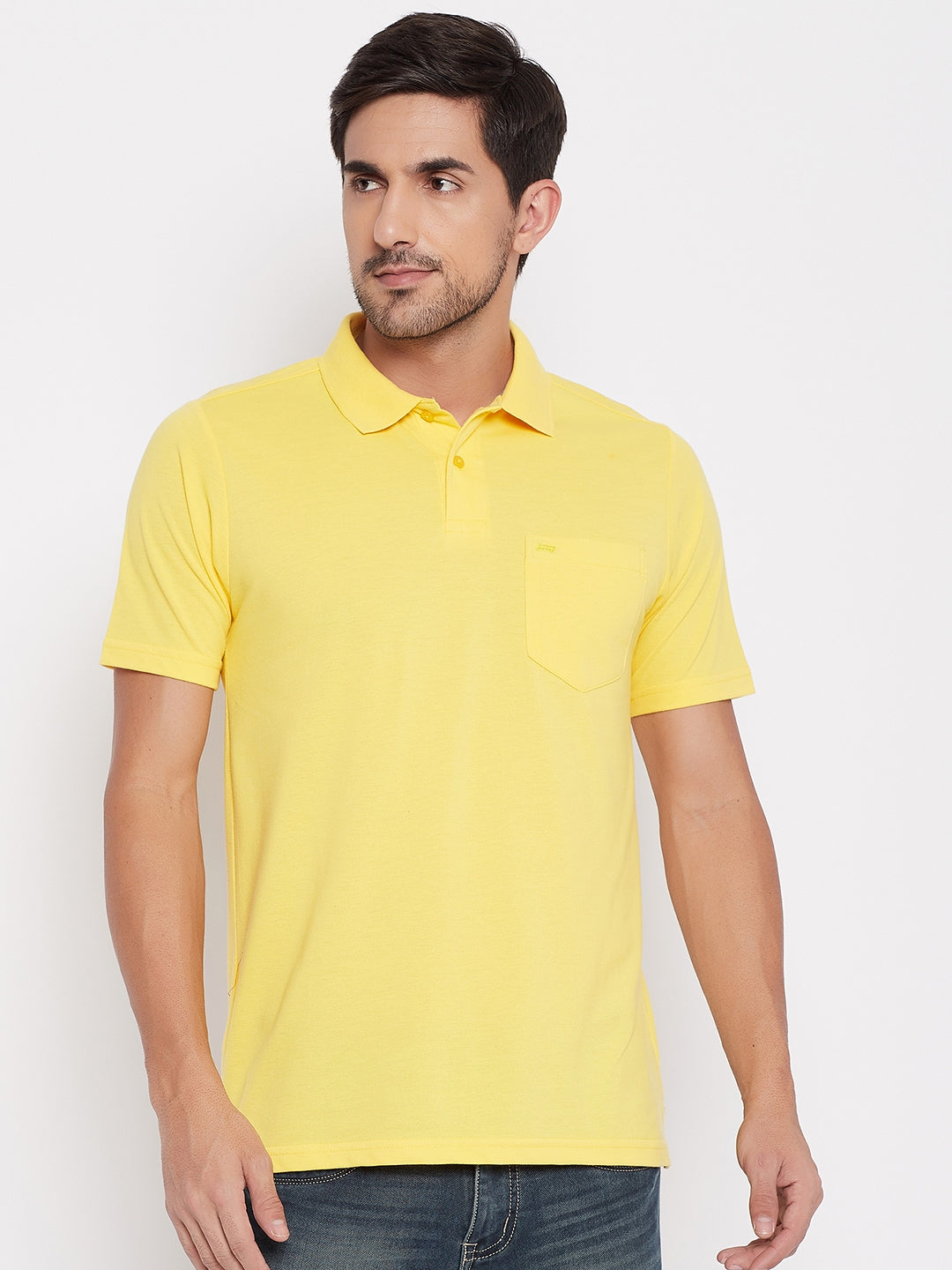 LIVFREE Polo Neck Men's T-Shirt in Solid Pattern Half Sleeve