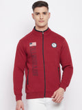 Livfree Mens Full Zipper Vertical Chest Print Sweatshirt-Red