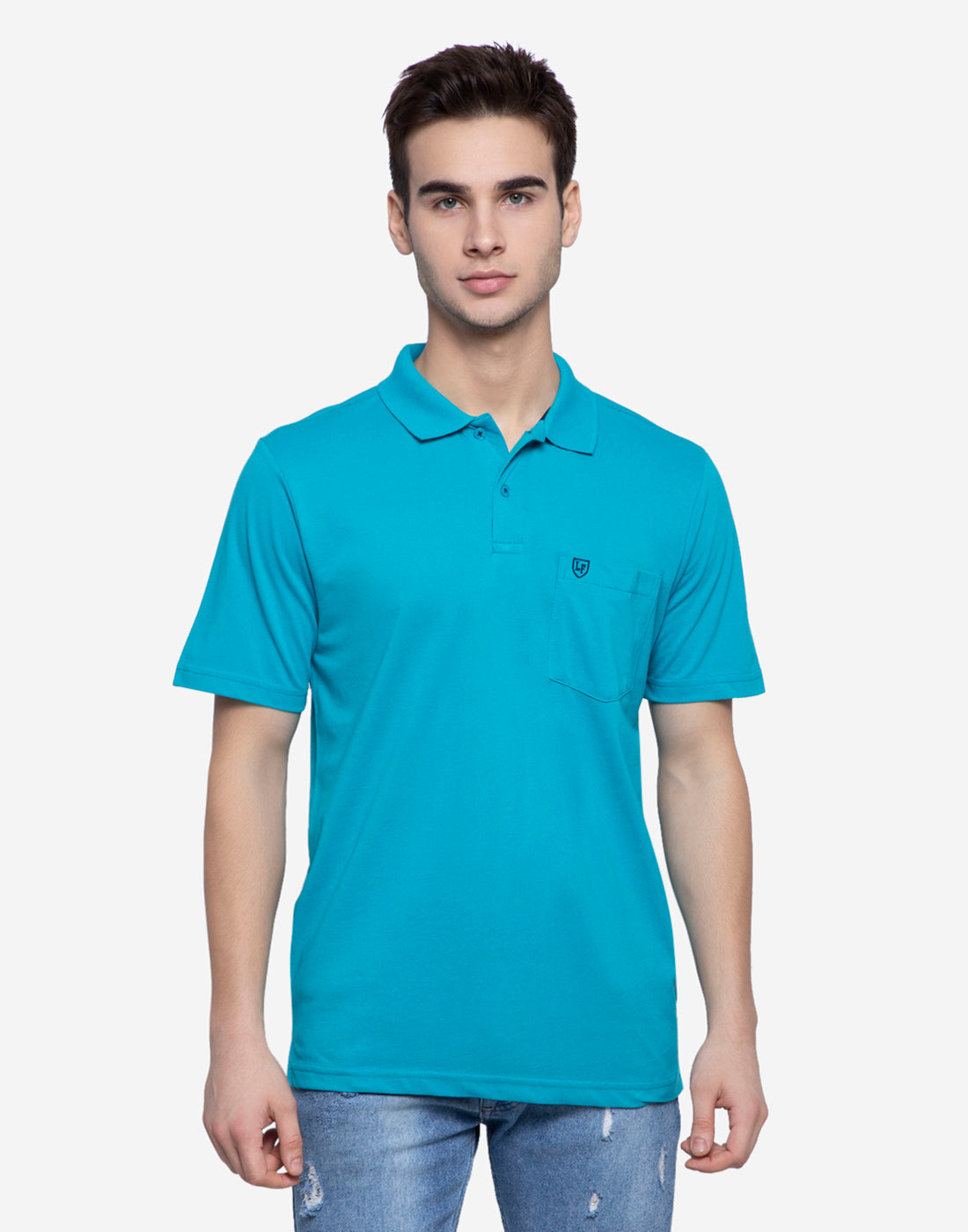 LIVFREE Polo Neck Men's T-Shirt in Solid Pattern Half Sleeve