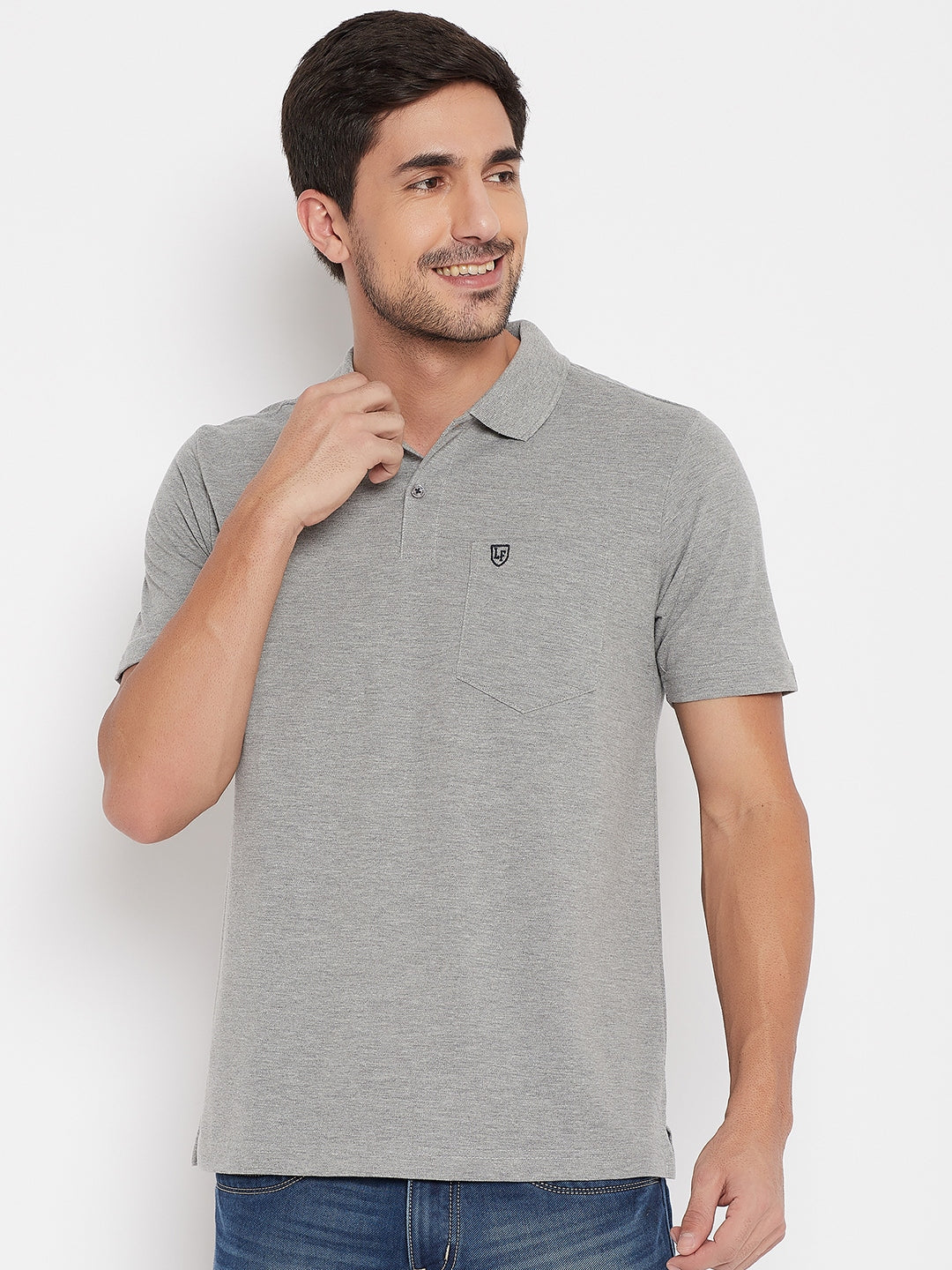 LIVFREE Polo Neck Men's T-Shirt in Solid Pattern Half Sleeve