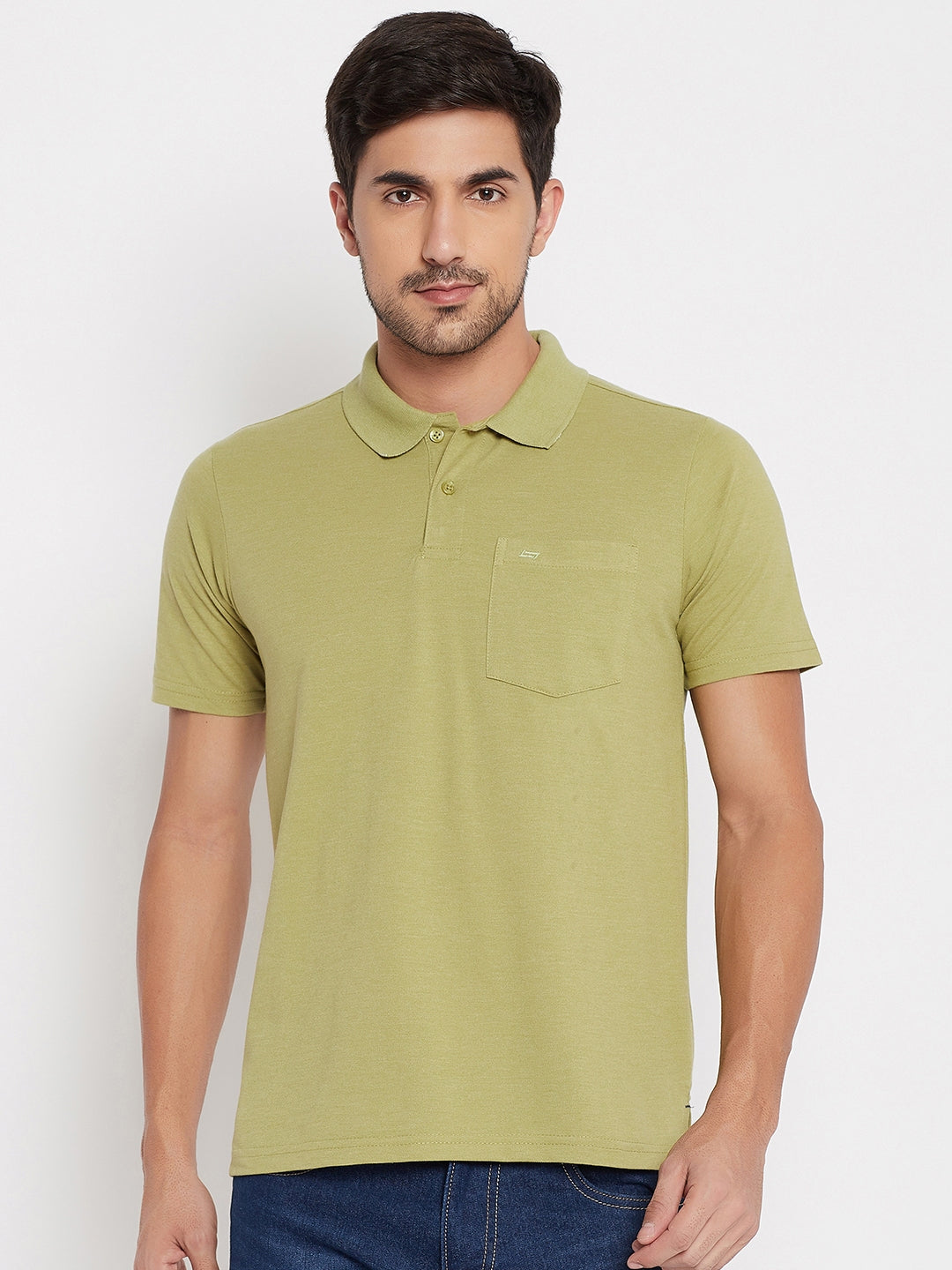 LIVFREE Polo Neck Men's T-Shirt in Solid Pattern Half Sleeve