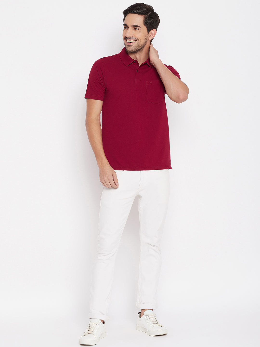 LIVFREE Polo Neck Men's T-Shirt in Solid Pattern Half Sleeve