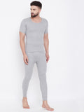 Men's Thermal Round Neck Half Sleeve -Milange Grey (Velveti)