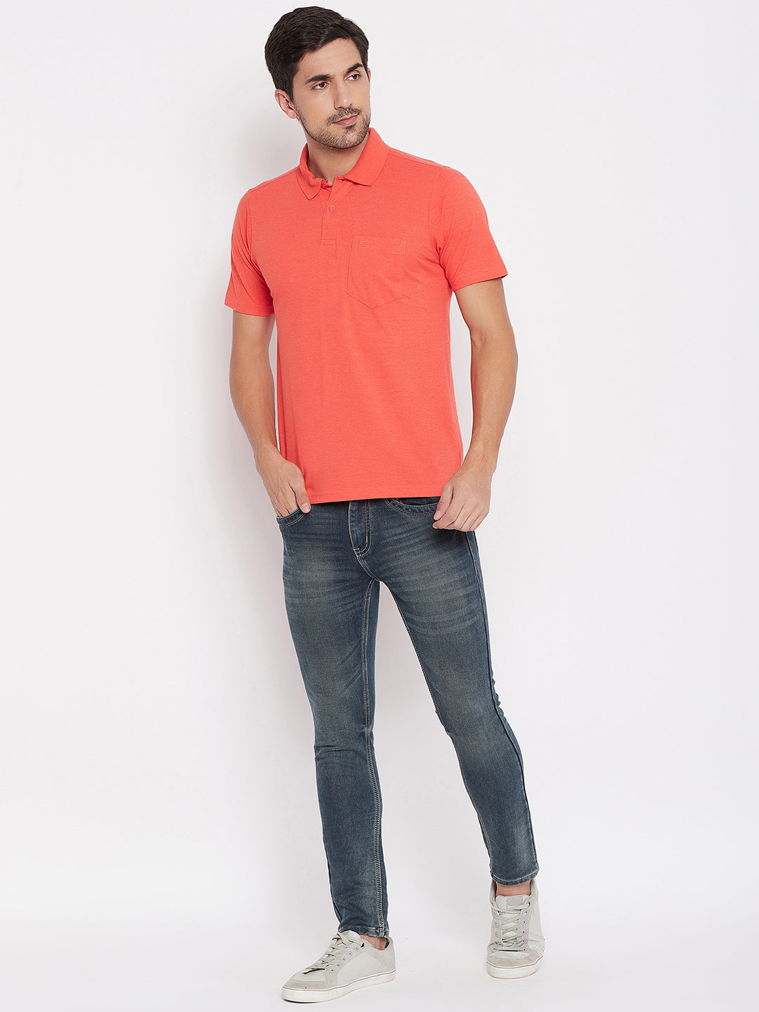 LIVFREE Polo Neck Men's T-Shirt in Solid Pattern Half Sleeve