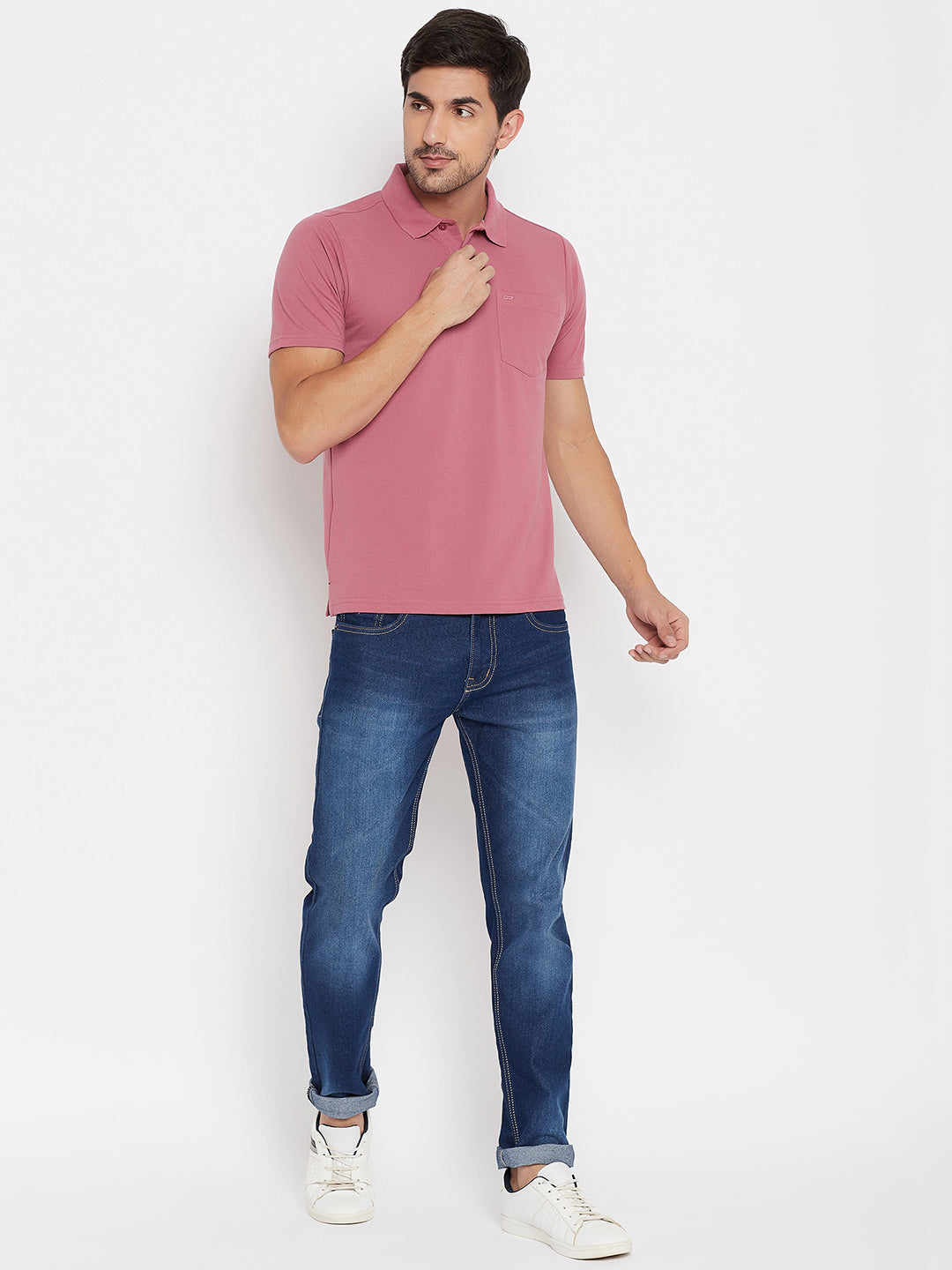 LIVFREE Polo Neck Men's T-Shirt in Solid Pattern Half Sleeve