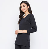 Neva Women Round Neck 3/4th Sleeves Upper- Anthra (Glaccia)