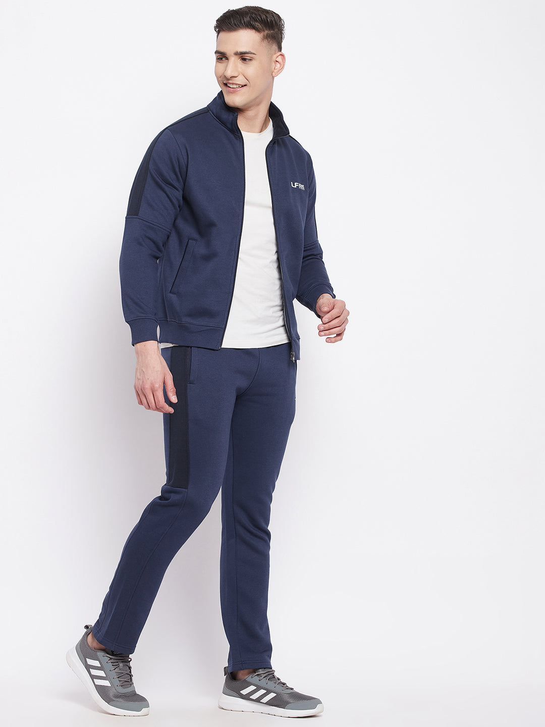 Livfree Mens T-Neck Full Zipper Tracksuit- Denim