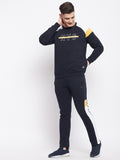 Livfree Mens Round Neck chest Alphabetical printed Winter Tracksuit- Navy