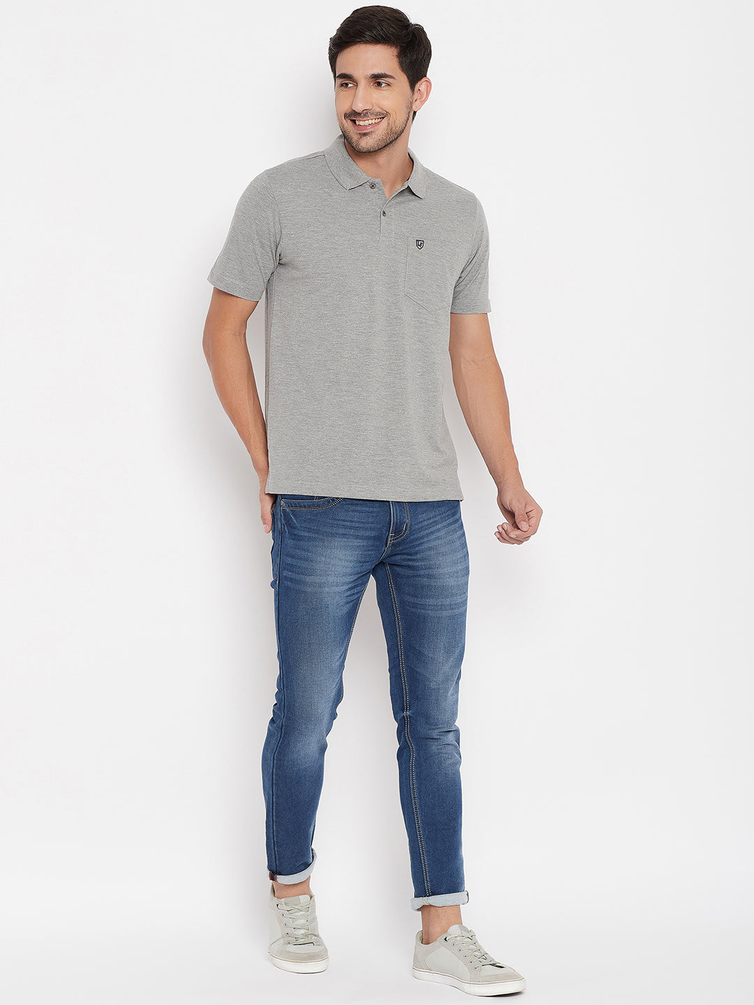 LIVFREE Polo Neck Men's T-Shirt in Solid Pattern Half Sleeve