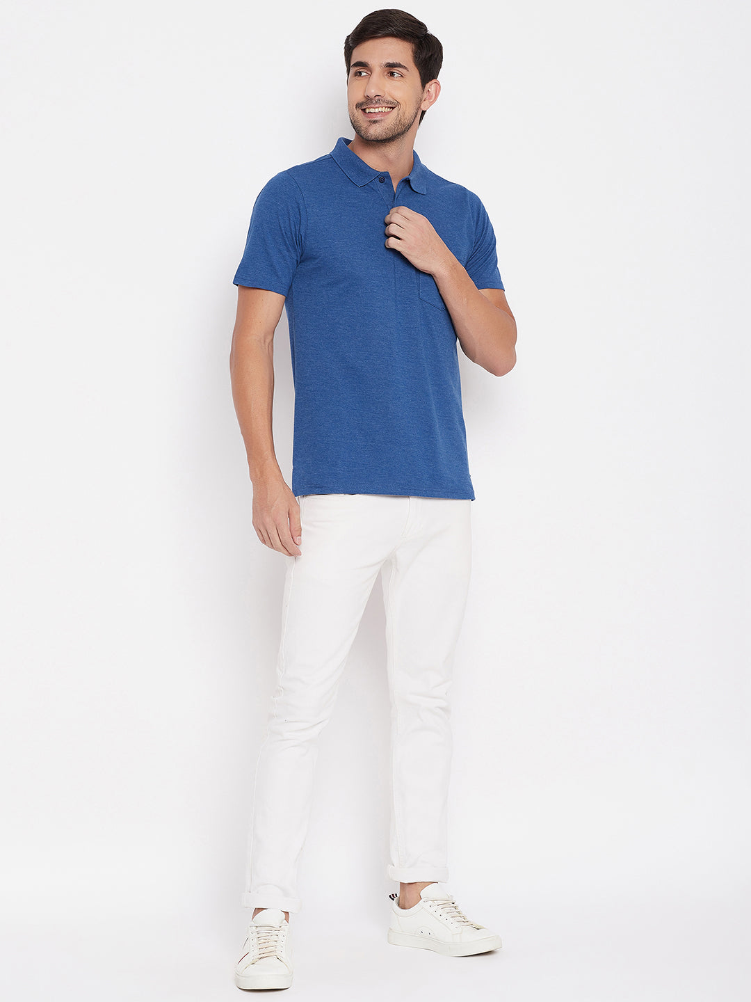 LIVFREE Polo Neck Men's T-Shirt in Solid Pattern Half Sleeve