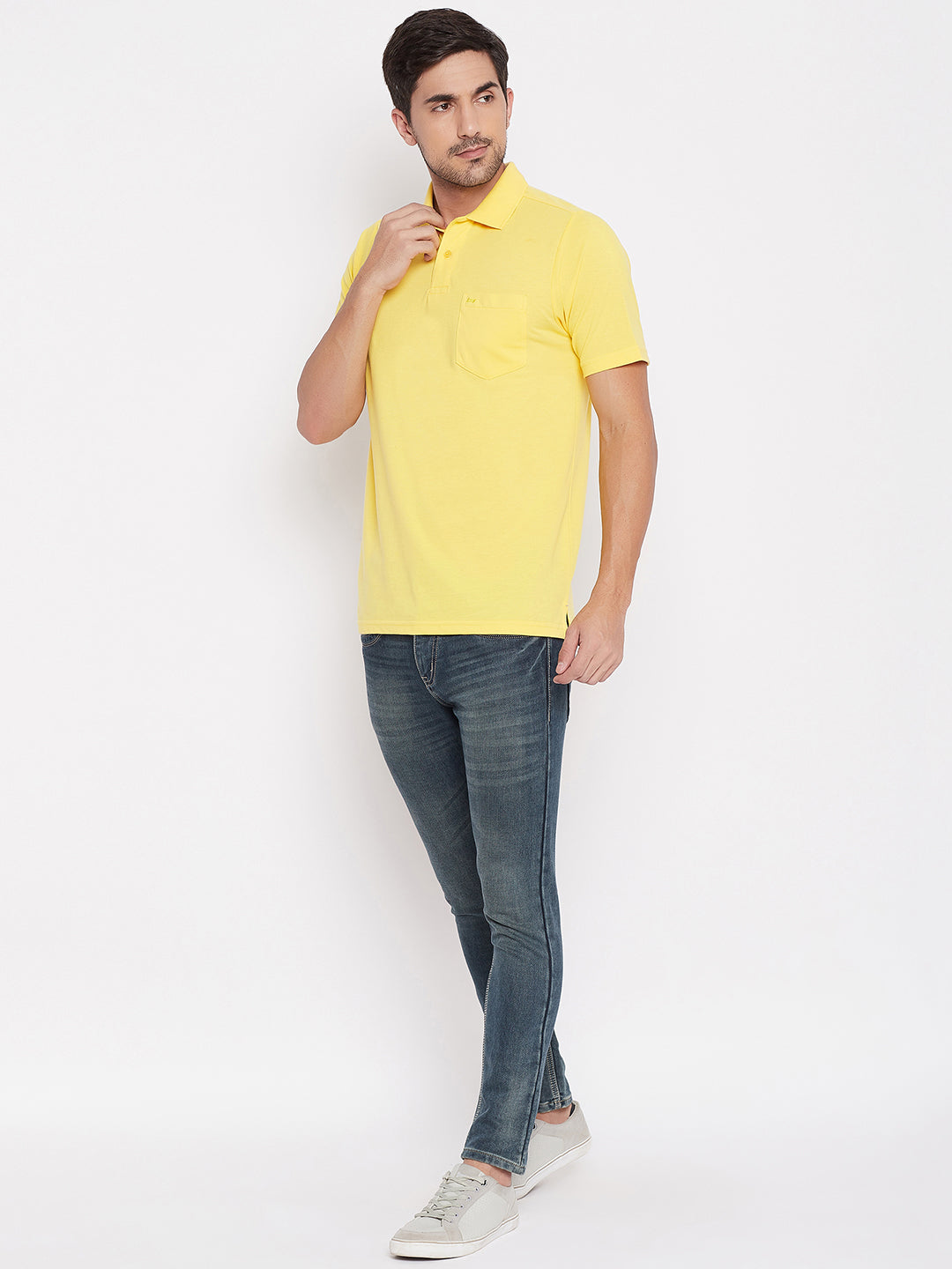 LIVFREE Polo Neck Men's T-Shirt in Solid Pattern Half Sleeve