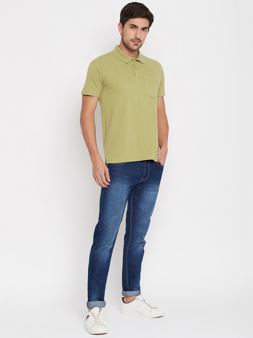 LIVFREE Polo Neck Men's T-Shirt in Solid Pattern Half Sleeve