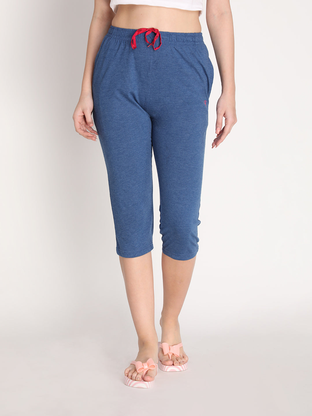 NEVA Women Cotton Capri Pants- Denim Milange