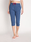 NEVA Women Cotton Capri Pants- Denim Milange