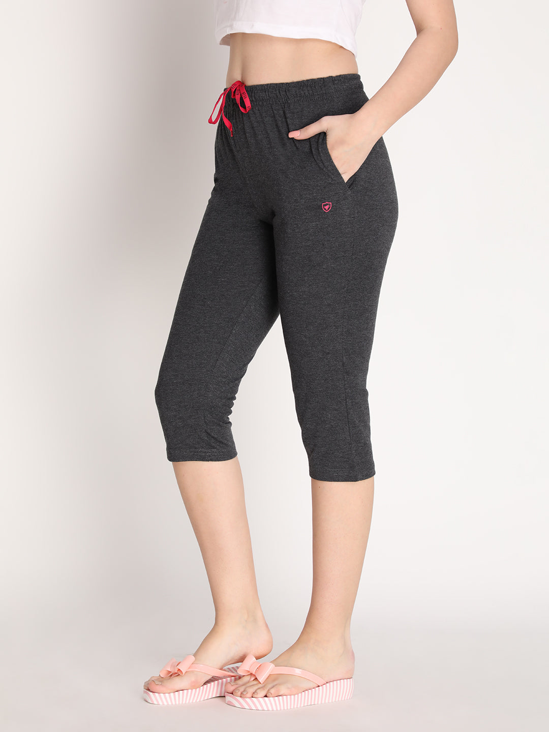 NEVA Women Cotton Capri Pants- Anthra