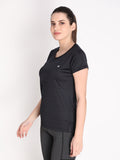 NEVA Women Round Neck Gym Sports T-Shirt- Black